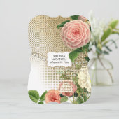 ビンテージ イングリッシュ ローズ グラム オールド ハリウッド リージェンシー 招待状 (スタンド正面)