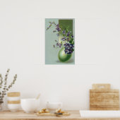 ビンテージ イースターエッグに咲く紫の花 ポスター (キッチン)