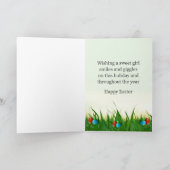 ビンテージ イースターバニー ガール チャイルド 折りたたみ ホリデー カード (内部)