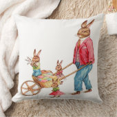 ビンテージ イースター ウサギ & ファミリーと卵のカート, ZSSG クッション (ブランケット)