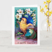 ビンテージ イースター チック イグ・フラワー カード (黄色い花)