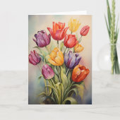 ビンテージ イースター チューリップの花 カード (正面)