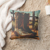 ビンテージ ウェスタン カウボーイ ブーツ スロー ピロー (ブランケット)