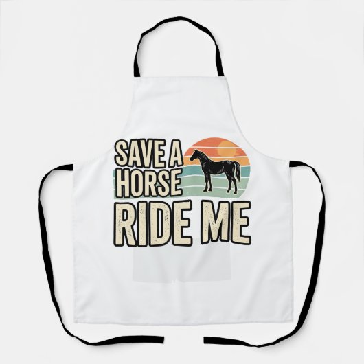 ビンテージ ウエスタン 馬 サークルTシャツ デザイン エプロン (正面)