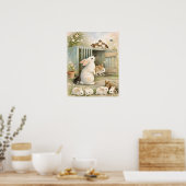 ビンテージ ウサギの庭のイラスト | コットンコア ポスター (キッチン)