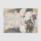 ビンテージ ウサギ クリスマス 冬 Aged デコパージュ 薄葉紙 (正面)