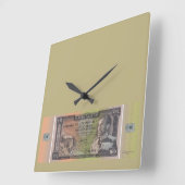 ビンテージ エチオピア・ブル銀行券 スクエア壁時計 (傾斜)