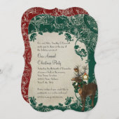 ビンテージ・エレガンス クリスマス トワル フローラル ダマスク 招待状 (正面/裏面)