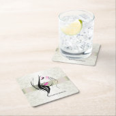 ビンテージ エレガント、シック、レース、少女のシルエット スクエアペーパーコースター (インサイチュ)