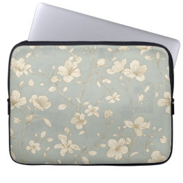 ビンテージ エレガント ボタニカル ライン アート ラップトップスリーブ