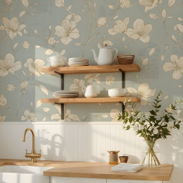 ビンテージ エレガント ボタニカル ライン アート 壁紙