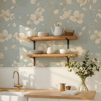 ビンテージ エレガント ボタニカル ライン アート 壁紙