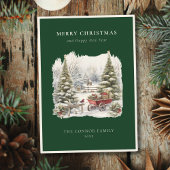 ビンテージ エレガント 水彩 冬の森のロビン シーズンカード