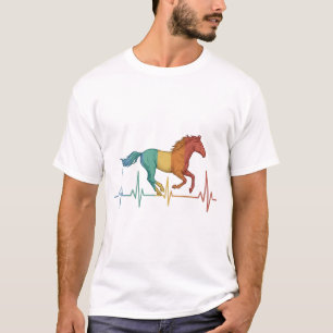 ビンテージ+エングレーヴィング+馬+ハートビート+ベクター+デザイン Tシャツ