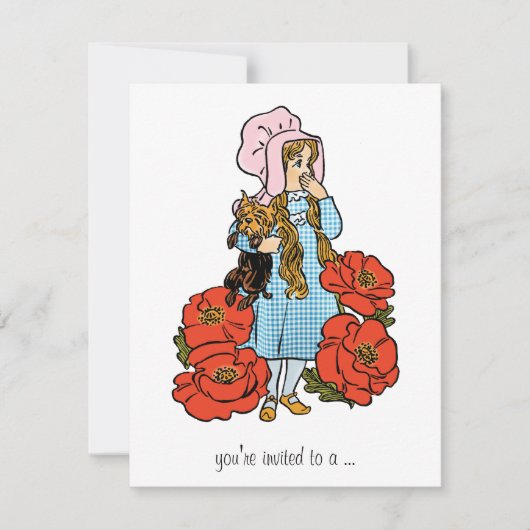ビンテージ オズの魔法使い ドロシー 女の子 ベイビーシャワー 招待状 (正面)