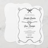 ビンテージ オルネイト ブラック アンド ホワイト ウェディング 招待状 (正面/裏面)