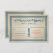 ビンテージ オレンジ、ターコイズ & ブルー DIY ウェディング RSVP (正面/裏面)