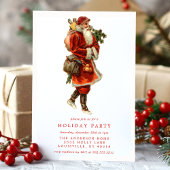 ビンテージ オールド ワールド サンタクロース ホリデーパーティー 招待状