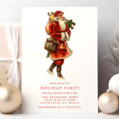 ビンテージ オールド ワールド サンタクロース ホリデーパーティー 招待状