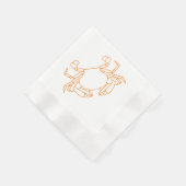 ビンテージ カニ コースト ビーチ パーティー オレンジ 縁ありカクテルナプキン (角)