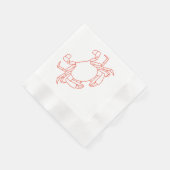 ビンテージ カニ コースト ビーチ パーティー レッド 縁ありカクテルナプキン (角)