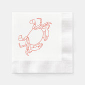 ビンテージ カニ コースト ビーチ パーティー レッド 縁ありカクテルナプキン (正面)