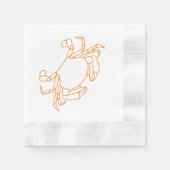 ビンテージ カニ 海岸 ビーチ パーティー オレンジ 縁ありカクテルナプキン (正面)