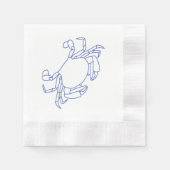 ビンテージ カニ 海岸 ビーチ パーティー 青 縁ありカクテルナプキン (正面)