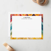 ビンテージ カラフル シェブロン ネーム モノグラム ノートカード (正面/裏面インサイチュ)