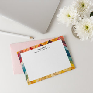 ビンテージ カラフル シェブロン ネーム モノグラム ノートカード