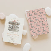 ビンテージ カルーセル ベイビー シャワー インビテ 2 招待状