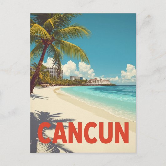 ビンテージ カンクン メキシコ ビーチ 旅行 ポストカード (正面)
