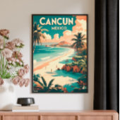 ビンテージ カンクン メキシコ - レトロ 旅行 ポスター