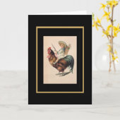 ビンテージ カード 少年の雄鶏 (黄色い花)