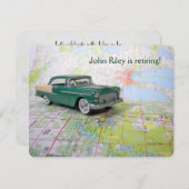 ビンテージ·カー·オン·マップ·リタイアメント 招待状 (正面/裏面)