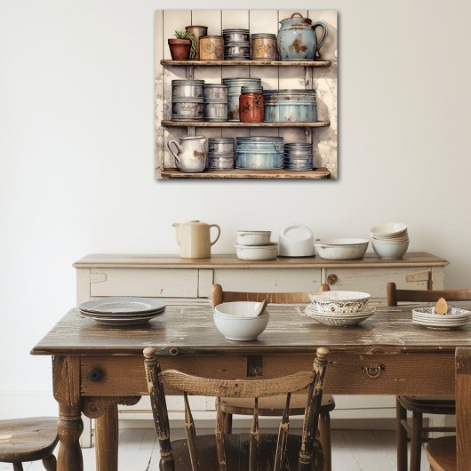 ビンテージ キッチン シェルフ 錫缶 ジャー コーヒーポット ピッチャー ポスター