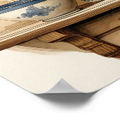 ビンテージ キッチン シェルフ 青 白 カンニスター ジャグ 瓶 ポスター (角)