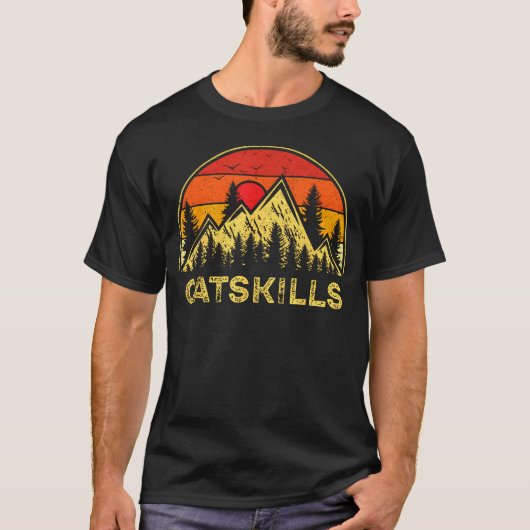 ビンテージ キャットスキルズ ニューヨーク 山 自然 Tシャツ (正面)