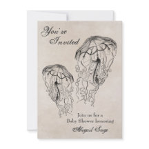 ビンテージ クラゲ ベビーシャワー ビーチ 招待状