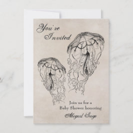 ビンテージ クラゲ ベビーシャワー ビーチ 招待状