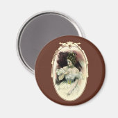 ビンテージ・クリスティ・ガール、 アンティークのウェディング・ポートレート マグネット (正面/裏面)