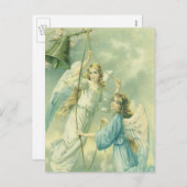 ビンテージ・クリスビクトリアンマス・エンジェルズ・ア・ベル シーズンポストカード (正面/裏面)