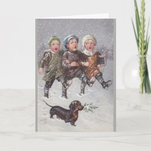 ビンテージ - クリスマスの歌を歌おう カード (正面)