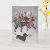 ビンテージ - クリスマスの歌を歌おう カード (黄色い花)