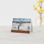 ビンテージ クリスマス風景 名入れ可能 カード (黄色い花)