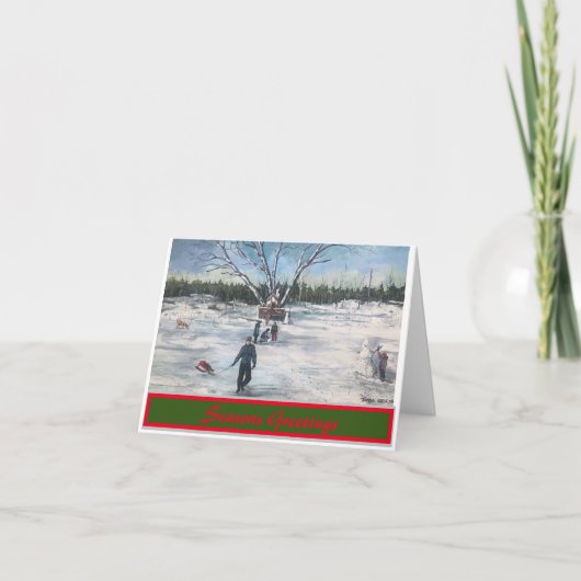ビンテージ クリスマス風景 名入れ可能 カード (正面)