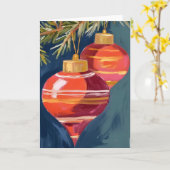 ビンテージ クリスマス オーナメント 水彩画 カード (黄色い花)