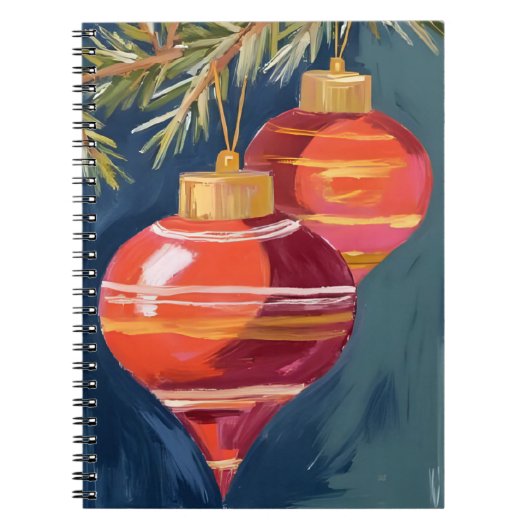 ビンテージ クリスマス オーナメント 水彩画 ノートブック (正面)