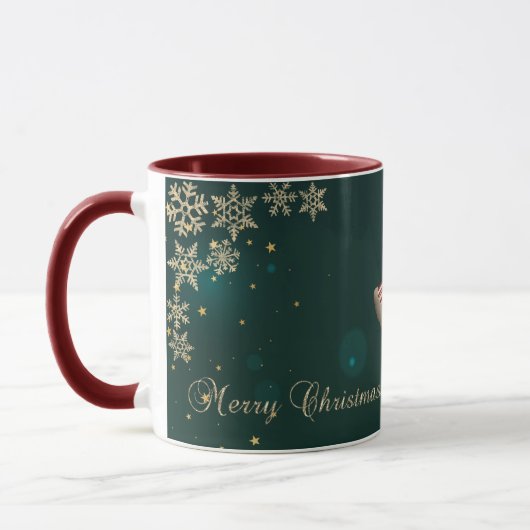 ビンテージ クリスマス ガール、雪の結晶 マグカップ (左)