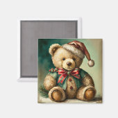 ビンテージ クリスマス テディベア マグネット (正面/裏面)